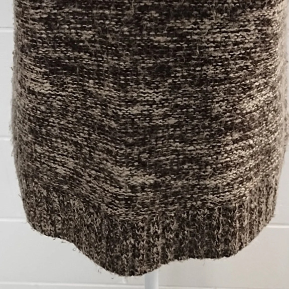 Mock Cowl Neck Sweater Vest Top Jacket Shell Tan Button Detail Fall Chunky look - Picture 4 of 10